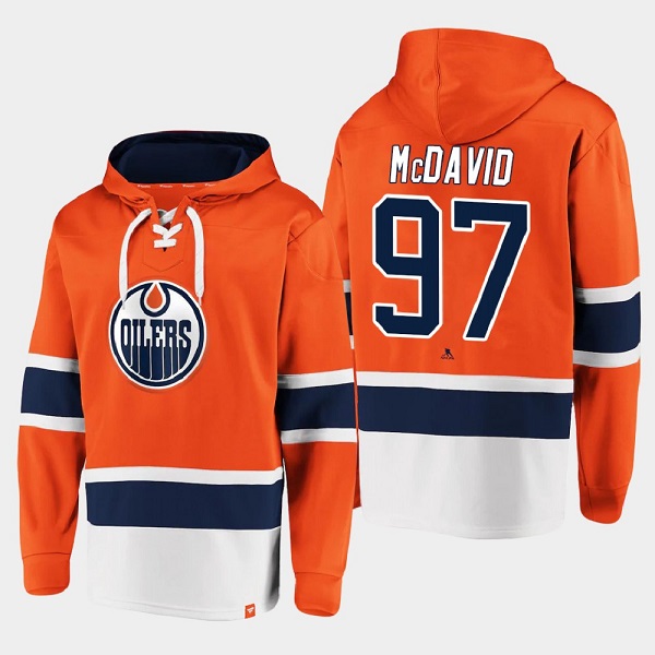 Men's Edmonton Oilers #97 Connor McDavid Orange All Stitched Sweatshirt Hoodie